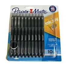 Paper Mate ペーパーメイト Ink Joy インクジョイ ブラックゲルペン ミディアムポイント（0.7mm）10本パック 速乾性インク 海外 文房具 事務用品 ペン
