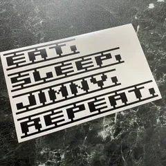 在庫分1枚セット早い者勝ち！ 艶消し黒 EAT.SLEEP.JIMNY.REPEAT. ジムニーカッティングステッカー 食べて寝てジムニーの繰り返し JIMNY ジムニー JA11 JA71 JA12 JA22 JB23 JB64