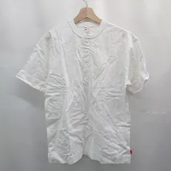 ◇ ⊂　美品 Healthknit ヘルスニット コットン100％ 半袖 ヘンリーネックボタンカットソー サイズM ホワイト系 メンズ E  【1507160019792】