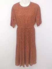 ◇ ◎ Te chichi TERRASSE ランダムドット 五分袖 膝下丈 ワンピース サイズF オレンジ オフホワイト系 レディース P  【中古】 【1210190000707】