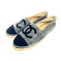 美品 CHANEL エスパドリーユ ツイード ブルー - メルカリ