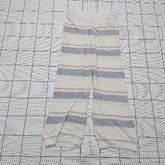 ◇ ⊇ ジェラートピケ ボーダー柄 部屋着 リラックス モコモコ ルームパンツ サイズフリー ホワイト系 レディース E  【1508250006074】