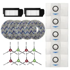 エコバックス DEEBOT X1 Omni / X1TURBO / X1 Plus ECOVACS 交換アクセサリーキット 掃除機 ロボット掃除機 ダストバッグ５枚、モップパッド４枚、フィルター２個、サイドブラシ４ペア（19点セット） 互換品 消耗品 汎用品
