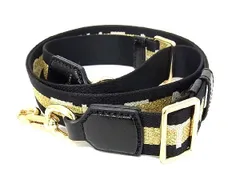 ■極美品■ MARC JACOBS マークジェイコブス 8 ザ ロゴ ウェビング ストラップ ショルダーストラップ ブラック系×ゴールド系 AN2682