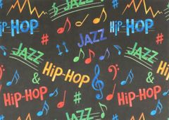 【ゆきちゃん限定】X2326 HIPHOP＆JAZZ ポップ柄 黒系 1m