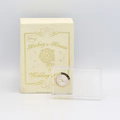 箱付 稼働 良品 セガ ディズニー ミッキー&ミニー プレミアムクリスタル ウェディングドリーム QZ シルバー文字盤 置時計 AOY 2000000 NSK