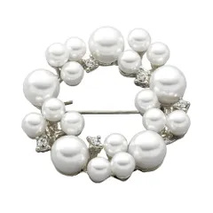 【シルバー×ワンサイズ】[Cream dot. クリームドット公式] ブローチ フォーマル 卒業式 卒園式 入学式 入園式 ママ スーツ ピン パール ビジュー サークル 小さめ ミニ コサージュ 華やか 上品 大人 