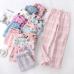 ルームパンツ チェック柄 即購入OK 薄手 春夏 秋 レディース ルームウェア 長ズボン かわいい  liangyi07