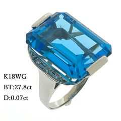 新品未使用品 天然 ブルートパーズ リング BT:27.8ct D:0.07ct 11.21g 13号 指輪 ダイヤモンド ダイヤ ホワイト ゴールド ハート ♯1022012880