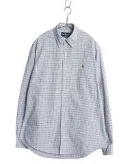 【お得なクーポン配布中!】 90s ラルフローレン チェック 長袖 ボタンダウン シャツ メンズ M / ポロ 長袖シャツ オックスフォード コットン ワンポイント ワイシャツ