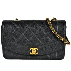 シャネル CHANEL ダイアナ 22 シングルフラップ チェーン ショルダーバッグ キャビアスキン A01164 ブラック ゴールド金具 ココマーク マトラッセ【中古】