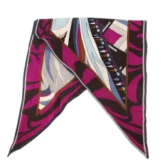 エミリオプッチ EMILIO PUCCI FIRENZE ストール スカーフ 紫系 パープル 総柄 ウール シルク