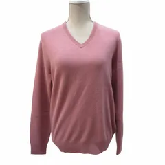 ユニクロ UNIQLO 美品 カシミヤVネックセーター ニット 長袖 ピンク系 L