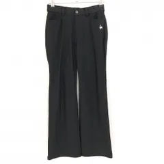 【美品】ルコック パンツ 黒 ストレッチ ロゴシルバー 無地 レディース M ゴルフウェア le coq sportif