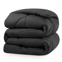 1.8kg 快適な睡眠を提供する - ブラック 羽毛布団 オールシーズン 通気性 防ダニ 軽量 抗菌防臭 暖かい 洗える 150x210cm 春夏秋です 肌掛け布団 シングル 掛け布団