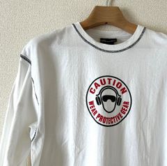 no boundaries ノーバウンダリーズ 配色ステッチ ロングTシャツ 長袖 プリントTシャツ WHITE L