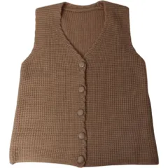 ☆ キャメル ☆ ニットベスト Vネック カジュアル ベスト ニット レディース ショート丈 ニットベスト Vネックニットベスト チョッキ ジレ ウェストコート ノースリーブ 前ボタン Vネック 秋 冬 秋冬 春 春秋 おしゃれ かわいい 前あき 前開き
