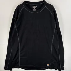 古着 カーハート Carhartt 長袖Tシャツ サーマル FORCE ワンポイント ロゴ 2XL  ブラック 無地 メンズ