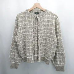 ◇ ⊇ シマムラ ストライプ柄 長袖 ニットカーディガン サイズM ベージュ系 レディース E  【1507080004342】