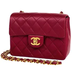 シャネル CHANEL ミニ マトラッセ シングルフラップ チェーン ショルダーバッグ ココマーク ショルダーバッグ レザー レッド A01115 レディース 【中古】