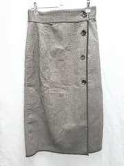 ◇ ROPE PICNIC ロペピクニック チェック柄 膝下丈 ラップ巻き スカート サイズ38 グレー レディース P  【1408200042148】