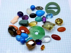 14番 大 色石 裸石 外し石 ルース まとめ売り ■ 約103ｇ カラーストーン ハンドメイド アクセサリー 制作 等に □7C