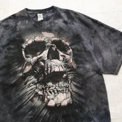 Delta デルタ デービッド・ペンファウンド スカル Tシャツ プリント 2XLサイズ タイダイ ブラック 古着 【UR-0516】