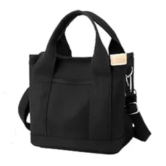 ☆ ブラック ☆ CIARA 2WAY ミニショルダーバッグ トートバッグ レディース 小さめ トートバック キャンバス 肩掛け ママバッグ マザーズバッグ 2way ショルダー ショルダーバッグ 斜めがけ 大人 無地 シンプル 仕切り付き 通勤 通学