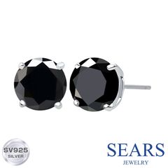 [シアーズ] ピアス メンズ レディース ユニセックス ブラックキュービックジルコニア 8mm シルバー925 シルバーピアス Sears