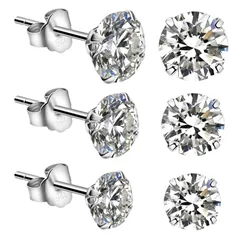 【在庫処分】20G シルバー925 3・4・5㎜（ 3ペア）最高級 セカンドピアス ジルコニア スタッド 金属アレルギー対応 レディース ピアス 両耳 3サイズ レディース ピアス メンズ 人気 両耳用 アクセサリー ジュエリー プレゼント