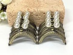 and.A がま口 口金 6.5ｃｍ ミニサイズ 8個セット あめ玉 丸型 縫付 ハンドメイド リメイク( アンティークゴールドｘパール)