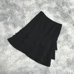 【美品】OFUON  オフオン  ひざ丈スカート【36】オフィス  フォーマル  レディース  黒系  ブラック  【送料無料】