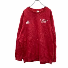 adidas プリントスウェット トレーナー XLサイズ アディダス 刺繍 バックプリント レッド 古着卸 アメリカ仕入れ t2406-3180