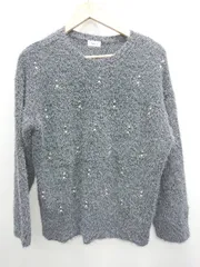 ◇ ⊇ apart by lowrys パール　ビジュー 長袖 ニット　セーター サイズF グレー レディース P  【1409250029547】