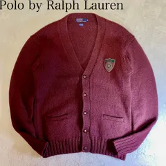 【Polo by Ralph Lauren】ラルフローレン　くるみボタン　90s カーディガン　バーガンディー　状態良好　ウール100% 希少