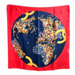 【稀少美品】シャネル　スカーフ　大判　シルク　ココマーク　宝石　地球儀柄 2025年最新】シャネル宝石柄スカーフの人気アイテム - メルカリ