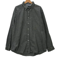 00's TOMMY HILFIGER 00年代 トミーヒルフィガー 長袖シャツ ギンガムチェック柄 ボタンダウンシャツ ワンポイント刺繍 オーバーサイズ ビッグサイズ モーリシャス製 XLサイズ グリーン