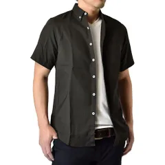 半袖シャツ メンズ 《ブラック》 新品 未使用 オックスフォード ボタンダウン TC シンプル 無地 【C1H】【ゆうパケット】 ファッション