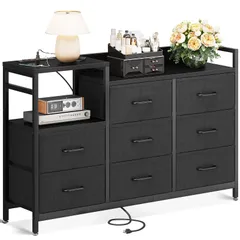 ★即日発送★KKL チェスト タンス 収納ケース 引き出し 衣類収納 リビング収納 布製 引き出し付き 衣装ケース 箪笥 転倒防止 安定感 3段8杯 (オールブラック 幅132×奥行30×高さ88cm)