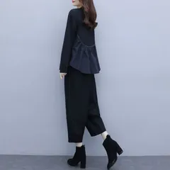 セットアップ レディース 2点セット パンツスーツ スーツ パンツ トップス 長袖 ロング クルーネック 春 秋 ゆったり 大人 楽ちん おしゃれ 通勤 セレモニースーツ 入学式 ママスーツ 卒業式 母 qs5X562