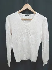 ◇ ⊇ INED イネド Vネック 長袖 ニット セーター サイズ9 オフホワイト レディース E  【1505290038614】
