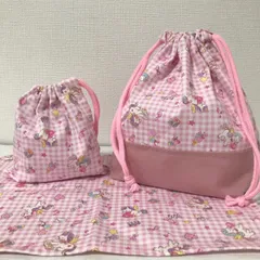 お弁当袋&コップ袋&ランチマット3点セット　ユニコーン　ピンク