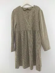 ◇ INTER FACTORY インターファクトリー チェック 長袖 膝丈 ワンピース サイズF ライトブラウン ブラック系 レディース P  【中古】 【1209160000625】