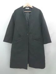 ◇ ⊇ オーヴォ 防寒性良好 長袖 ノーカラーコート サイズM ブラック系 レディース E  【1507160027674】