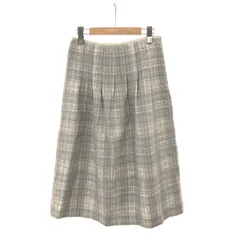 未使用品 PINORE ピノーレ チェック柄 フレア スカート サイズ:40  グレージュ ウール×ナイロン レディース 　240001135637