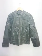 ◇ Nylaus ナイラス フェイクレザー 長袖 ライダース ジャケット サイズL ブラック メンズ P  【1308240016348】