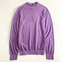 82j4 《極美品》 タグ付 FEDELI フェデーリ スーピマコットン クルーネック ニット セーター Supima Cotton イタリア製 44 パープル コットンのサムネイル