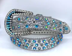 【セール価格】105cm/115cm シルバー×水色　ブラック　ウエスタン　ベルト　LEX ブリンブリン　カウボーイ　メンズベルト　レディースベルト　アメカジ　古着　ヴィンテージ　ラッパー　グランジ　プレゼント