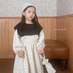 韓国子供服【新品 即納 SALE / 20％OFF 】-リトルブルーム韓国子供服 正規販売店 -【1日〜2日発送2024A/W collection　anggo アンコ ドット 水玉 ワンピース 韓国子供服　韓国子ども服　海外　90cm〜100cm