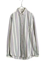 【お得なクーポン配布中!】 90s エディーバウアー ストライプ オックスフォード 長袖 ボタンダウン シャツ メンズ L 古着 90年代 オールド Eddie Bauer ポケット付き
